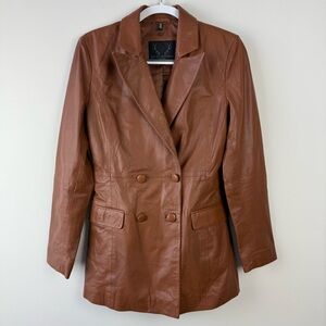 Bod & Christensen Brown Leather Blazer Jacket